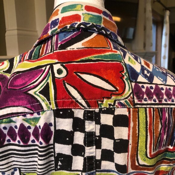 Chico's size 0 (equivalent to US Size 4) colorful abstract jacket - Picture 6 of 9